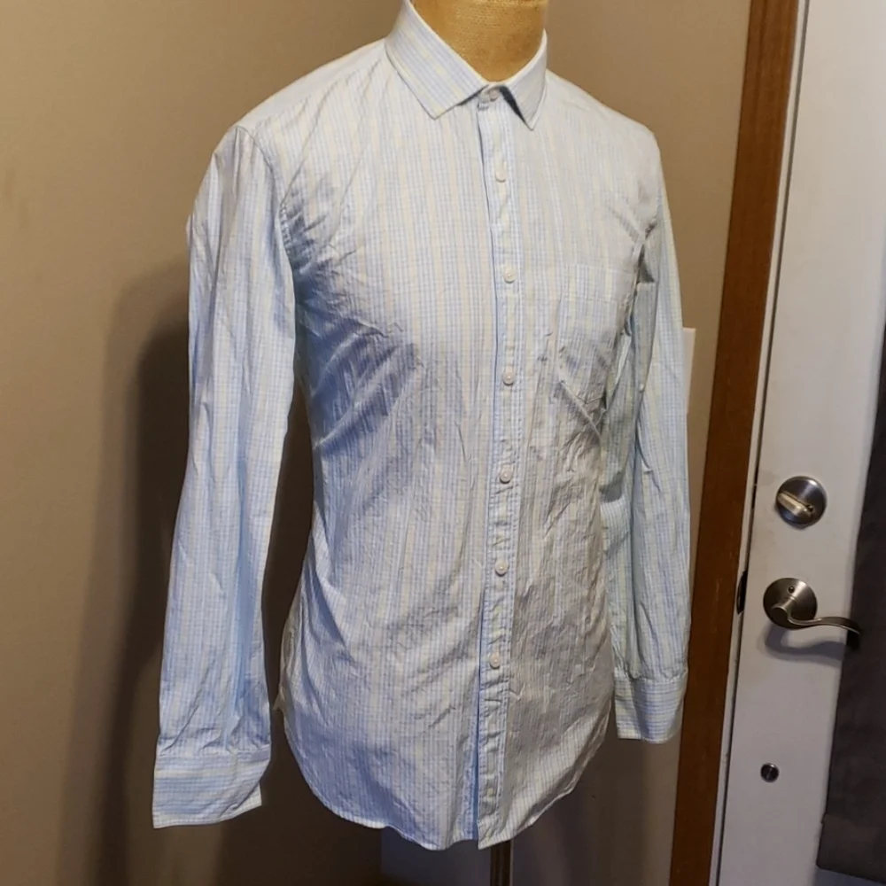 J crew blue yellow checkered 2ply dress shirt